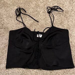 Cotton On Black Satin Crop Top